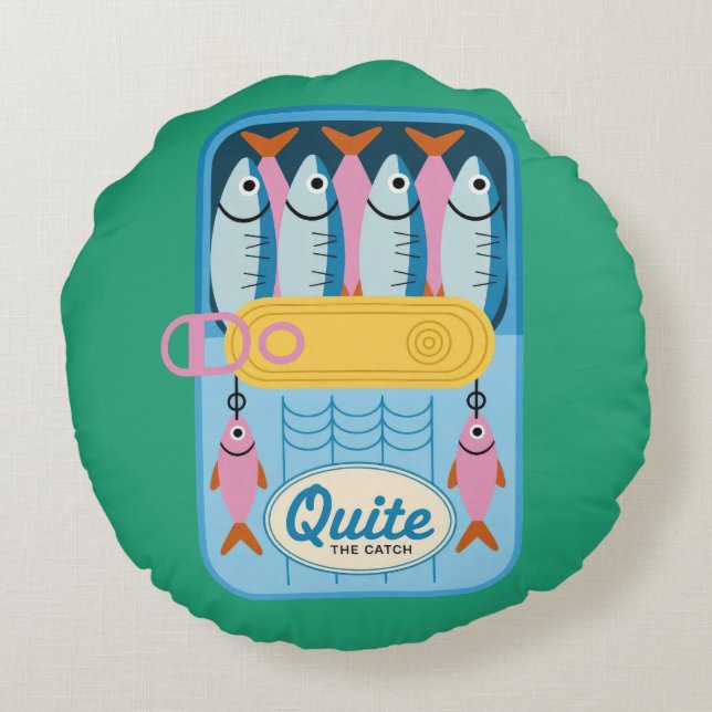 Sardine Kleurrijke Kust  Rond Kussen (Achterkant)