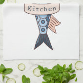 Sardine lijntekening gepersonaliseerd theedoek (Gevouwen)