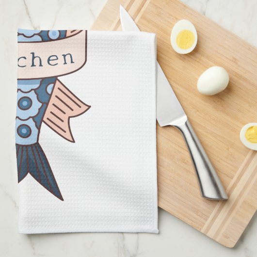 Sardine lijntekening gepersonaliseerd theedoek (Quarter Fold)