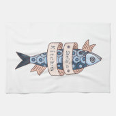 Sardine lijntekening gepersonaliseerd theedoek (Horizontaal)