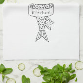 Sardine lijntekening gepersonaliseerd theedoek (Gevouwen)