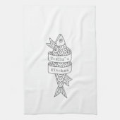 Sardine lijntekening gepersonaliseerd theedoek (Verticaal)