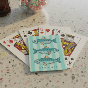 Sardine Mint en Teal Strepen Aangepaste Speelkaart Pokerkaarten