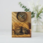 Sardine O’clock Dreamtime – Surreal Cat Art Briefkaart (Staand voorkant)