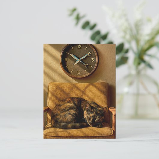 Sardine O’clock Dreamtime – Surreal Cat Art Briefkaart (Staand voorkant)