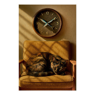 Sardine O’clock Dreamtime – Surreal Cat Art Perfect Poster