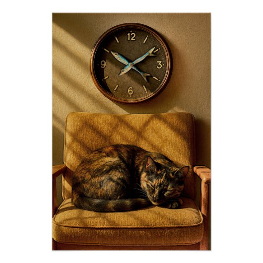 Sardine O'clock Droomtijd – Surrealistische Katten Perfect Poster (Voorkant)