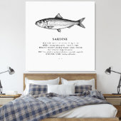 Sardine Schooling Vis Vintage Canvas Afdruk (Insitu (Slaapkamer))