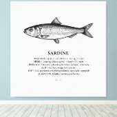 Sardine Schooling Vis Vintage Canvas Afdruk (Insitu (Houten vloer))