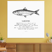 Sardine Schooling Vis Vintage Canvas Afdruk (Insitu (Woonkamer))