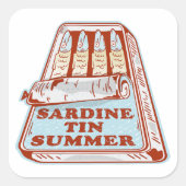 Sardine tin zomer vierkante sticker (Voorkant)