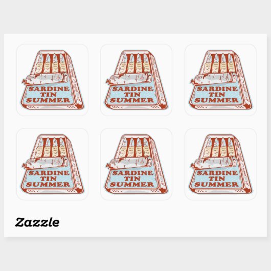 Sardine tin zomer vierkante sticker (Vel)