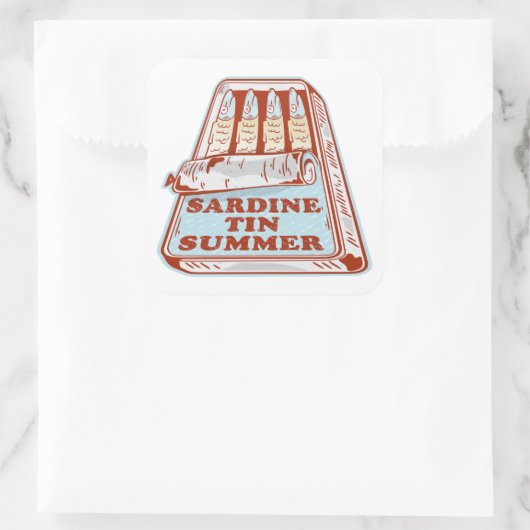 Sardine tin zomer vierkante sticker (Tas)