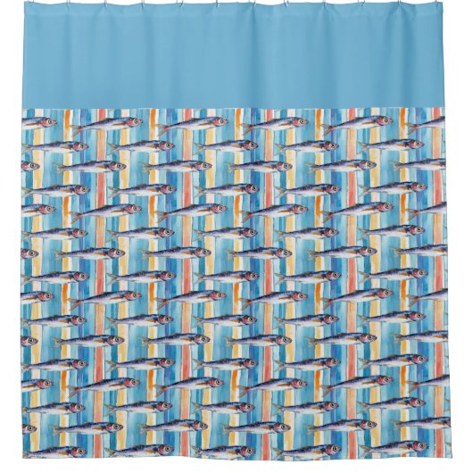 Sardine Vis Gestreepte Patroon Zoutwater Vis Douchegordijn (Voorkant)