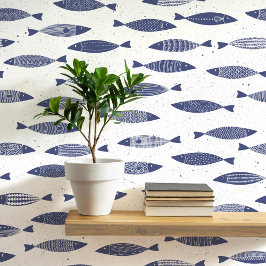 Sardine Vis Marine Blauw Wit Kust Behang