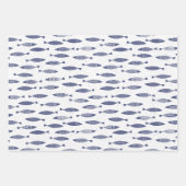 Sardine Vis Navy Blauw Wit Kust Inpakpapier Vel (Voorkant)