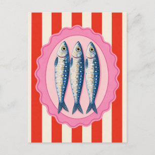 Sardine Vis Retro Mediterraan Kust Nautilus Briefkaart