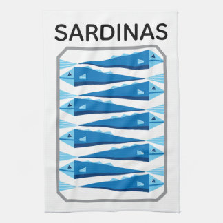 Sardines blauw en wit vis apron theedoek