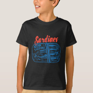 Sardines Blikvis Retro Grafisch Voor Mannen Vrouwe T-shirt