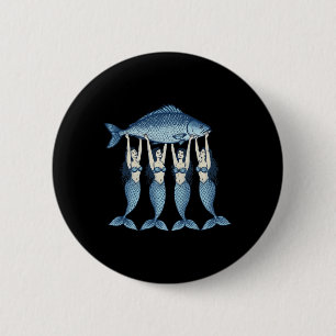 Sardines Blikvis Zeemeermin Zomer Kust Visser Ronde Button 5,7 Cm