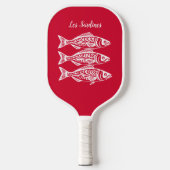 Sardines-Cherry Red Hawaiian Pickleball Paddle (Voorkant)