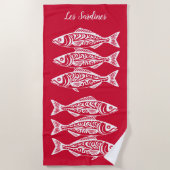 Sardines-Cherry Red Hawaiian Strandlaken (Voorkant)