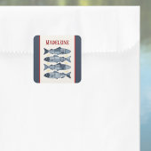 Sardines Citroenen Patchwork Quilted Kust- Monogra Vierkante Sticker