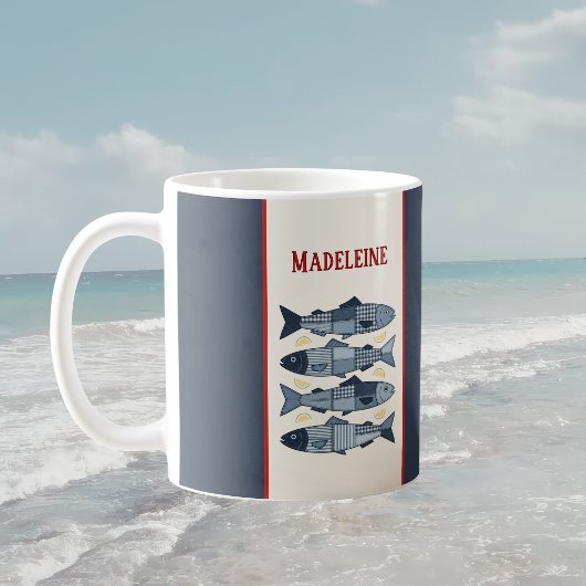 Sardines Citroenen Patchwork Quilted Kust Monogram Koffiemok