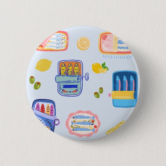 Sardines en citroenen ronde button 5,7 cm (Voorkant)