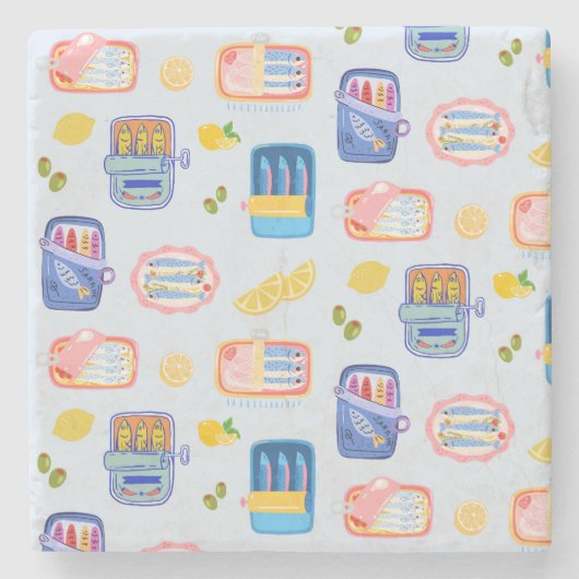 Sardines en citroenen stenen onderzetter (Voorkant)