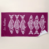Sardines-Hawaiaanse-Visser Kern-Wijnkleur Strandlaken (Voorkant)