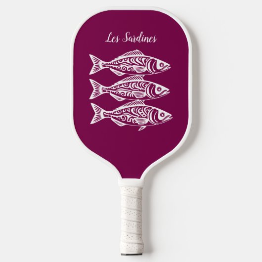 Sardines-Hawaiian Fisherman Core Wijnkleur Pickleball Paddle (Voorkant)