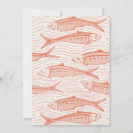 Sardines in beweging in koraal en wit