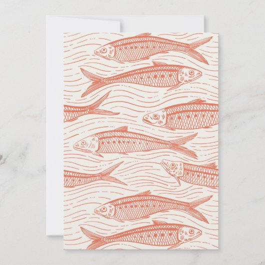 Sardines in beweging in koraal en wit (Voorkant)