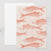 Sardines in beweging in koraal en wit (Voorkant / Achterkant)