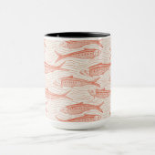 Sardines in beweging in koraal en wit mok (Midden)