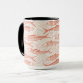 Sardines in beweging in koraal en wit mok (Voorkant links)