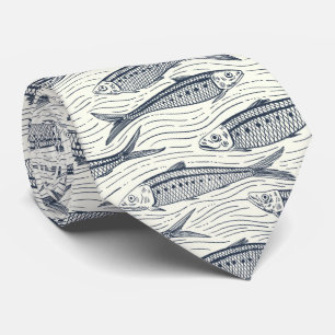 Sardines in beweging in marineblauw en ivoor stropdas