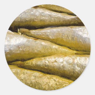 Sardines in blik ronde sticker