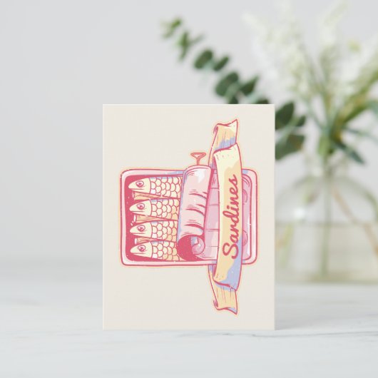 Sardines in een blik briefkaart (Staand voorkant)