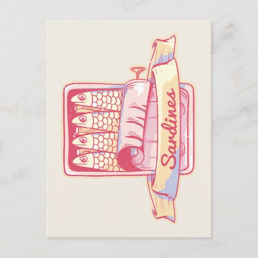 Sardines in een blik briefkaart (Voorkant)