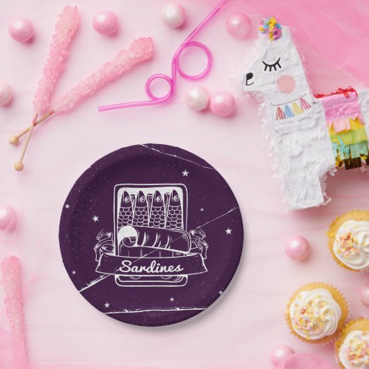 Sardines in een blik Verontwaardigd Papieren Bordje (Feest)