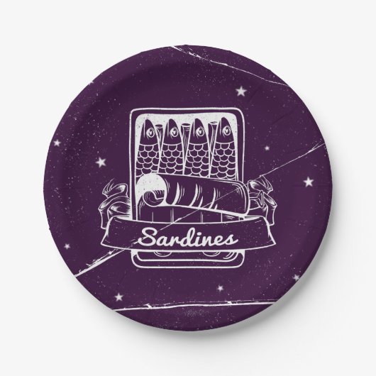 Sardines in een blik Verontwaardigd Papieren Bordje (Voorkant)