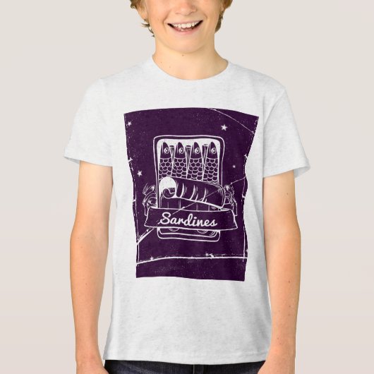 Sardines in een blik Verontwaardigd Tri-Blend Shirt (Voorkant)