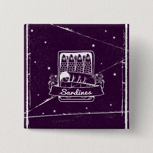 Sardines in een blik Verontwaardigd Vierkante Button 5,1 Cm (Voorkant)