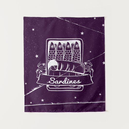 Sardines in een blik Verontwaardigd Wandkleed (Voorkant)