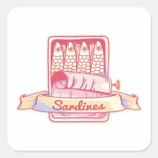 Sardines in een blik vierkante sticker (Voorkant)
