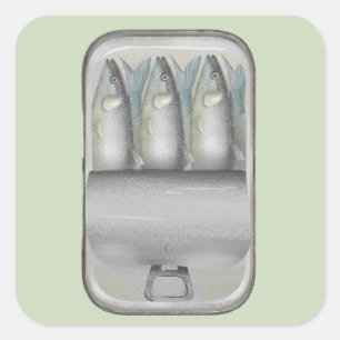 Sardines in een blik vierkante sticker
