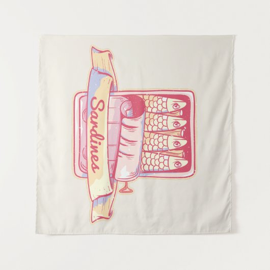 Sardines in een blik wandkleed (Voorkant (horizontaal))