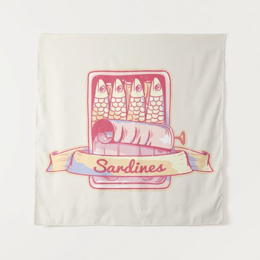 Sardines in een blik wandkleed (Voorkant)